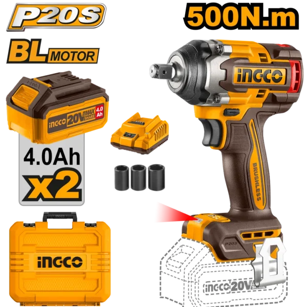 Lithium-Ion impact wrench Set 20V 500N.M CIWLI2050